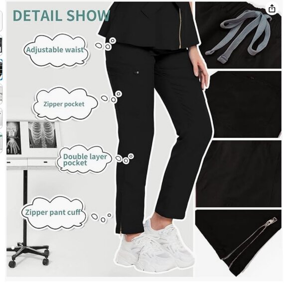 niaahinn Scrub Set for Women Medical Uniform Scrub Top & Pants (S) NWOT! - Picture 3 of 16